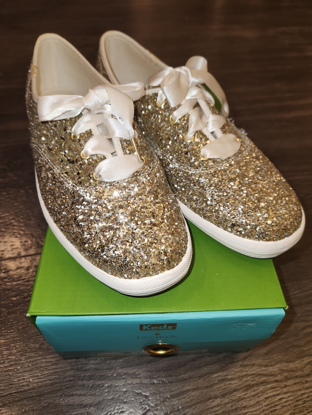 NIB Kate Spade Gold Glitter KEDS 7.5 - Picture 8 of 16